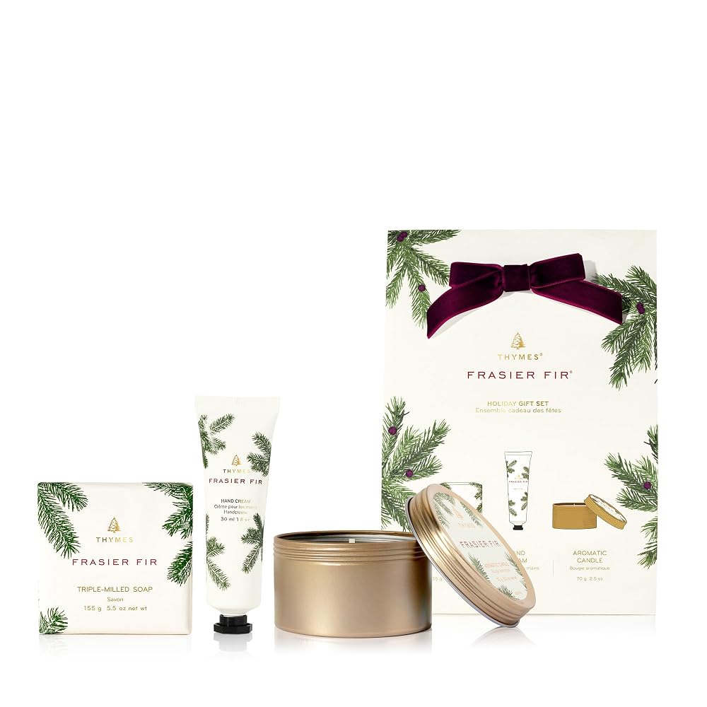 Thymes Frasier Fir Candle & Hand Cream Set
