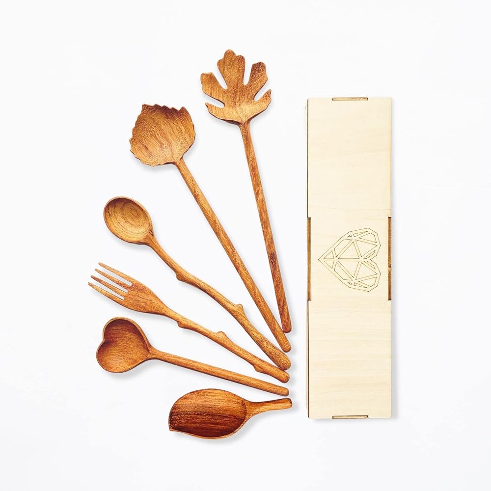 Natural Wooden Spoon & Fork Serving Set