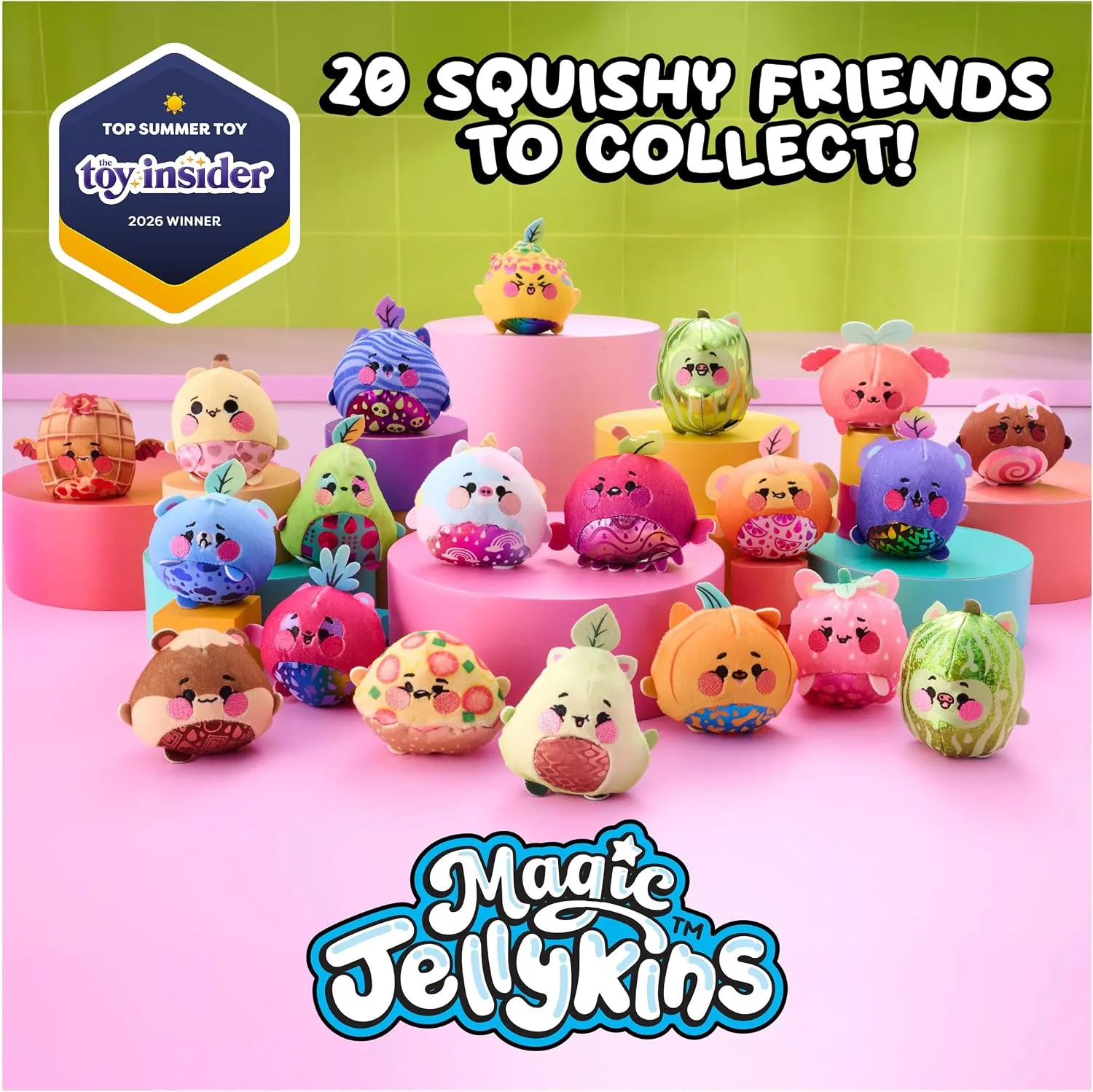 All 20 Magic Jellykins Series 1 characters lined up on shelves