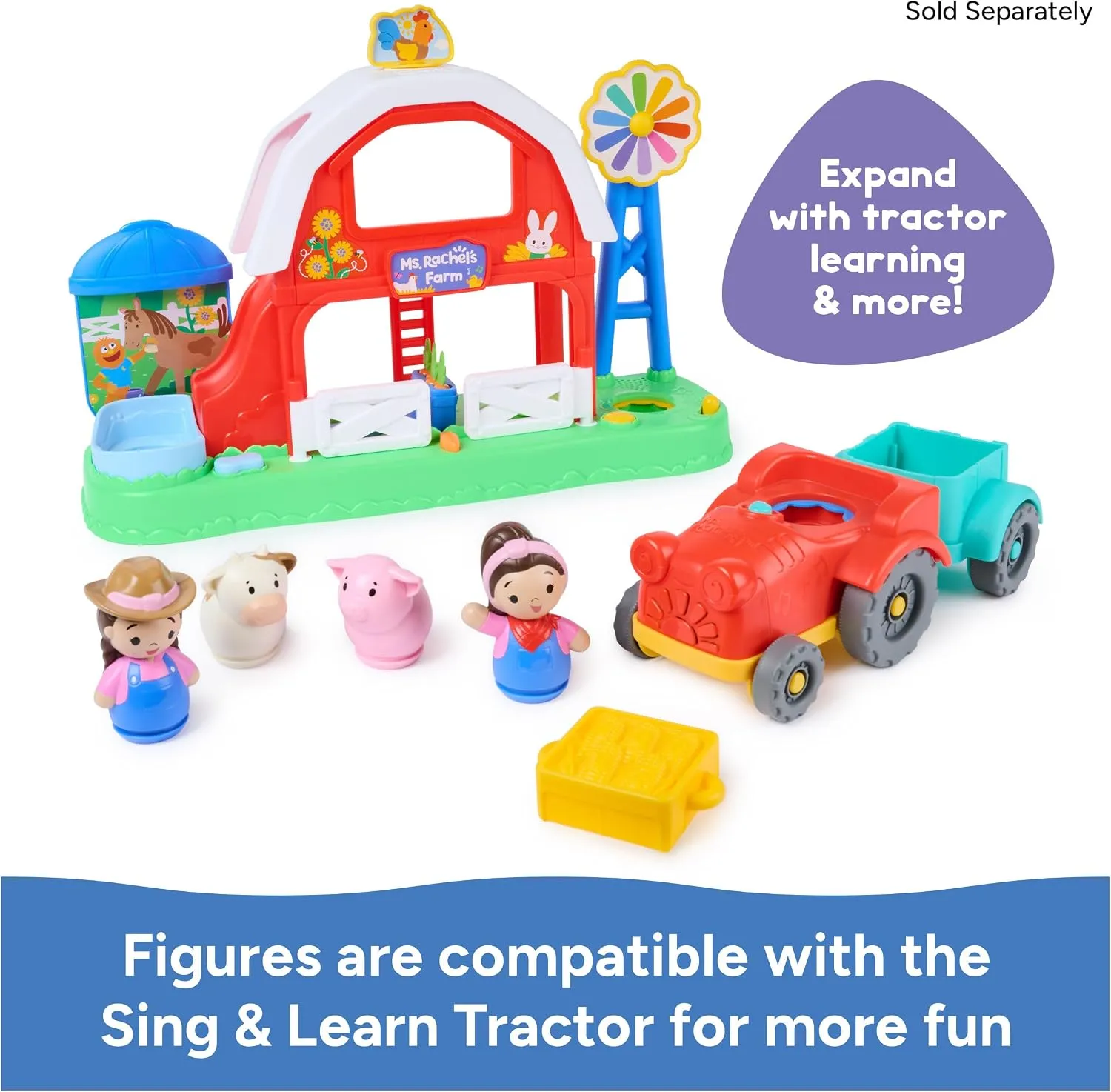 The Learning Farm figures shown with the separately sold Sing and Learn Tractor