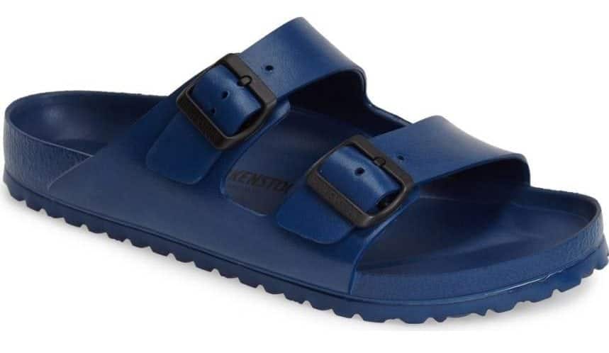 Mens Flip Flops 2017: Birkenstock Waterproof Slide Sandals in Navy Blue 2018
