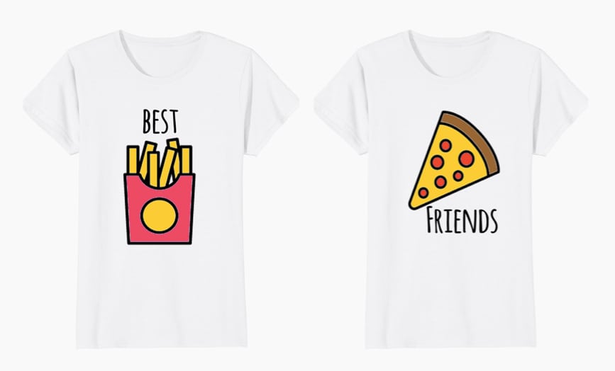 Gifts for Best Friends 2018: Best Friends (Fries & Pizza) T-Shirts