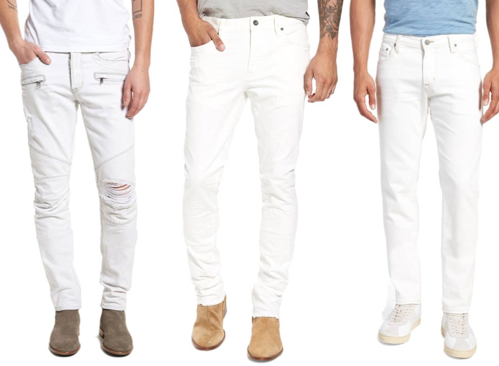 Slim Fit White Jeans for Men 2024 - Summer Mens White Pants