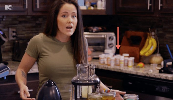 Jenelle Pill Bottles in Kitchen: Teen Mom 2 2018