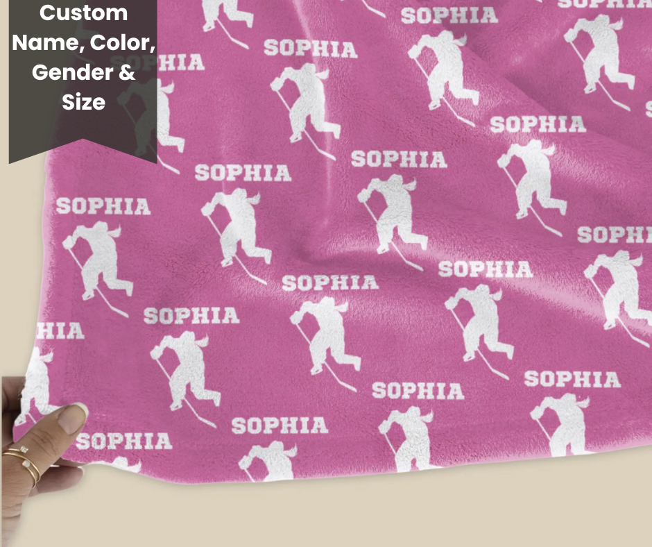 Custom Hockey Name Blanket