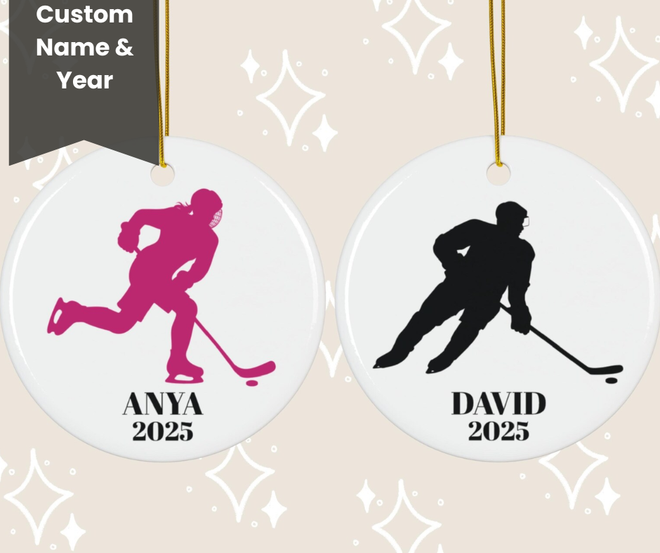 Classic Personalized Hockey Tree Ornament