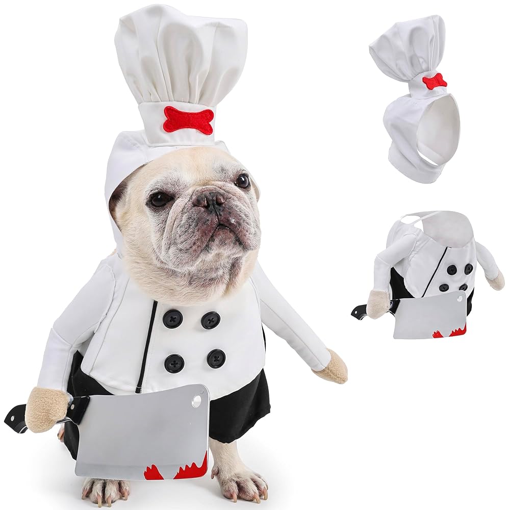 Scary Chef Dog Costume with Knife