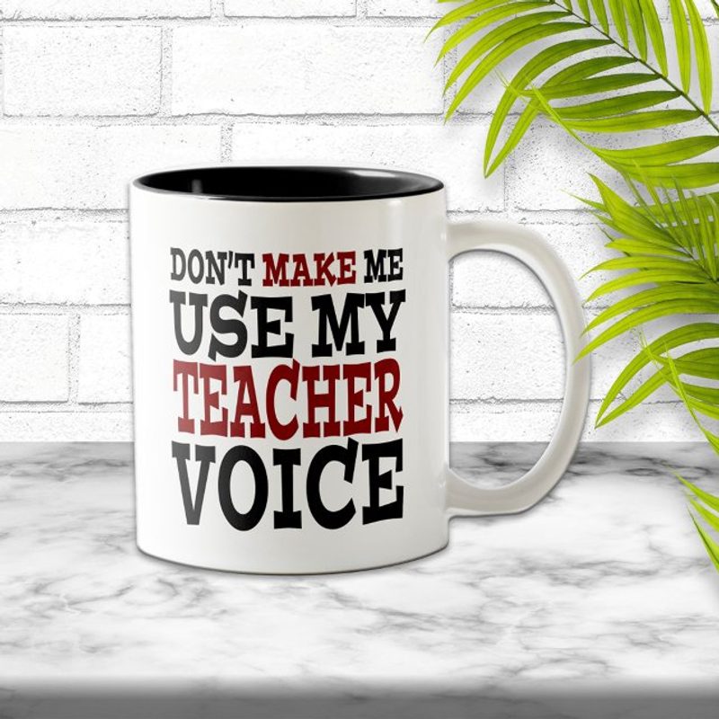 Funny "Teacher Voice" Two-Tone Mug