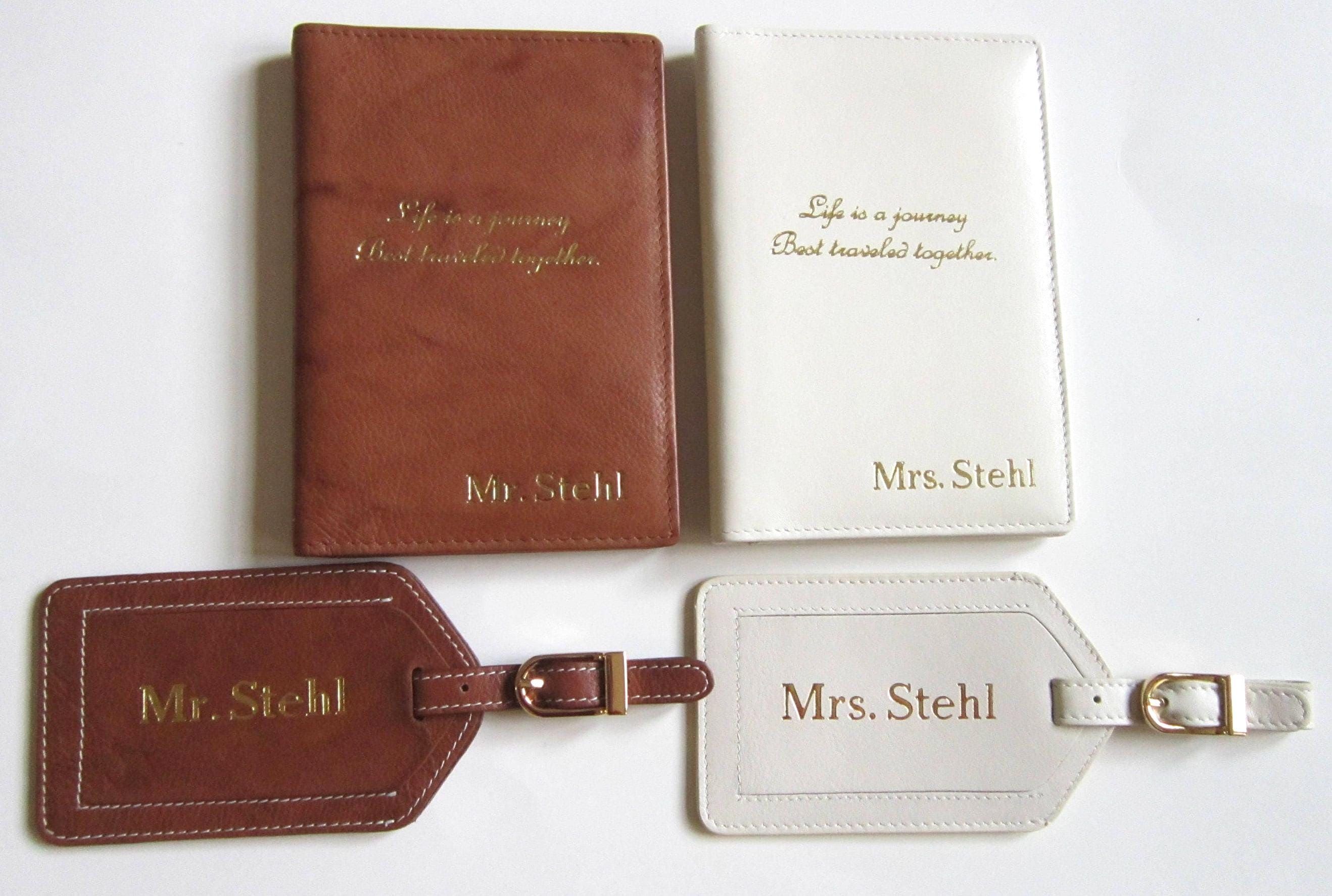 Personalized Leather Passport & Luggage Set