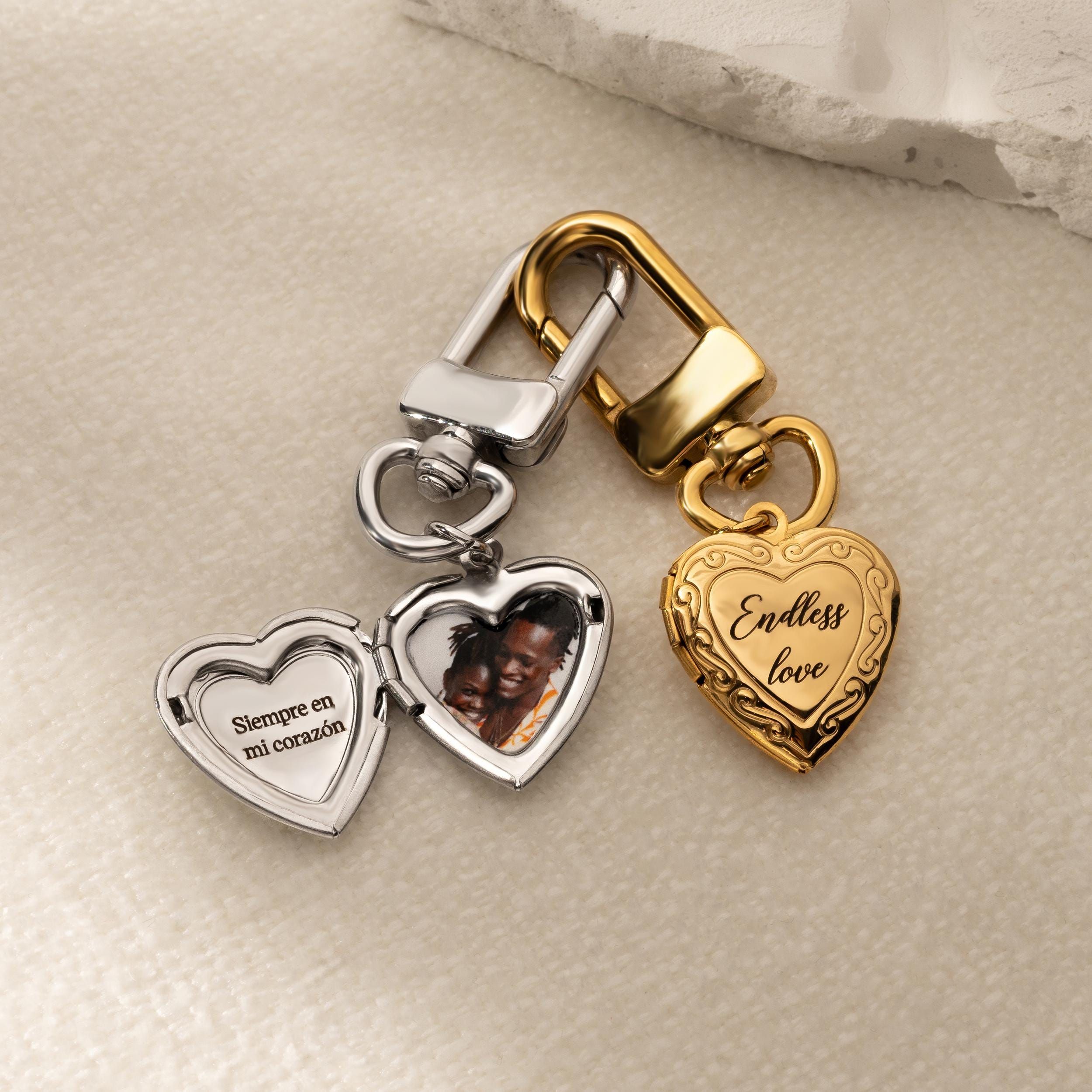 Custom Photo Heart Locket Keychain