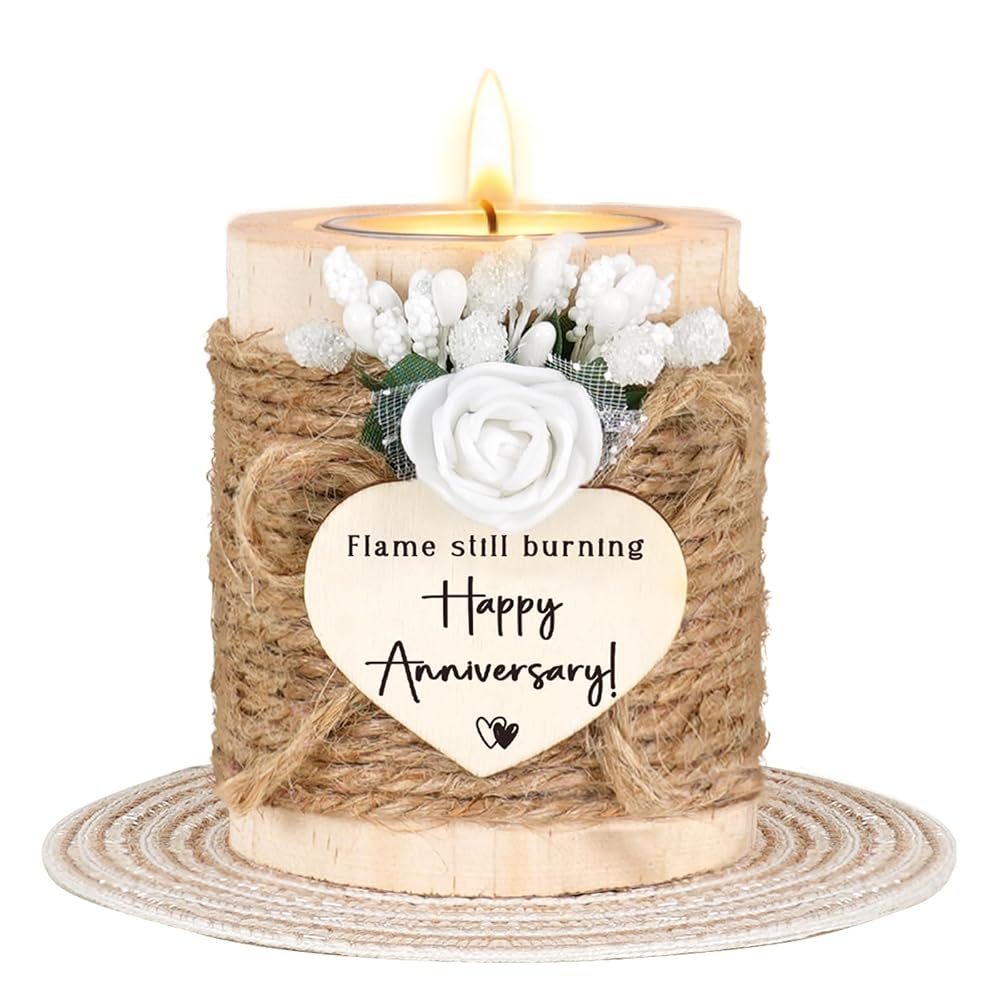 Anniversary Wooden Tealight Holder Set