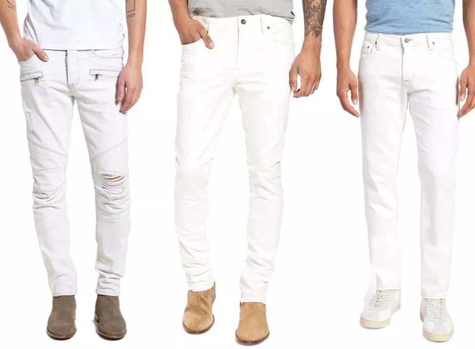 Slim Fit White Jeans for Men 2024 - Summer Mens White Pants